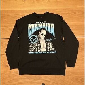 Champion Sweater Men sz M Black The Rock WWE Pullover Crewneck NWOT